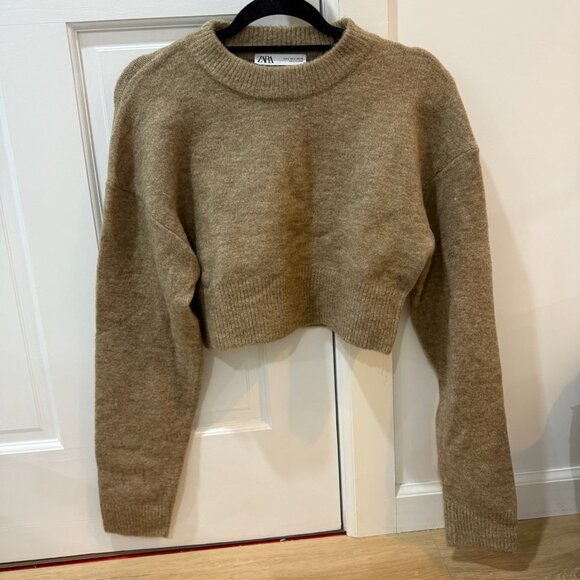 Zara Cropped Knit Brown Sweater - Picture 1 of 2